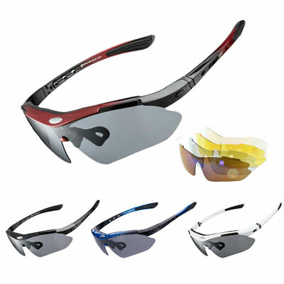 #ad ROCKBROS Cycling Polarized Sunglasses Outdoor Sports Goggles Eyewear 5 Lens