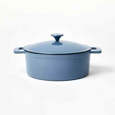 #ad 5.5 Qt. Enamel Dutch Oven in Blue with Lid Brand new