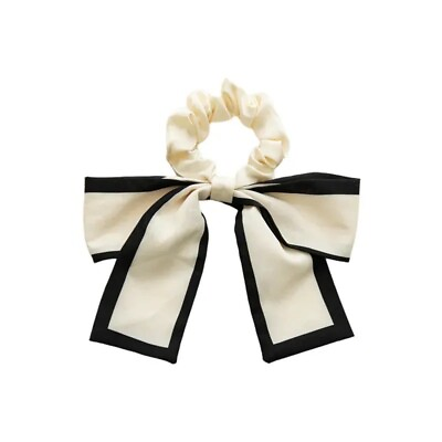 #ad White And Black Bow Style Handmade Hair Scrunchie Hair Tie