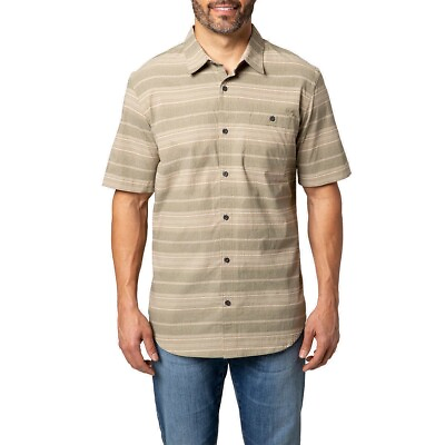 #ad NEW Voyager Men#x27;s Short Sleeve Stretch Woven Button Down Shirt XL