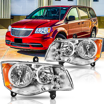 #ad For 08 16 Chrysler Town amp; Country 11 17 Dodge Grand Caravan Headlights Chrome