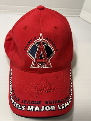 #ad Anaheim Angels MLB Baseball Cap Signed By Pitcher Troy Percival #40