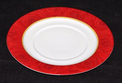 #ad Philippe Deshoulieres Limoges France Red Ruby Roses Dinner Plate 10 3 8quot;