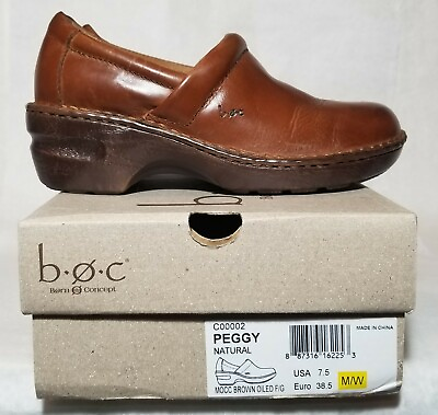 #ad BORN BOC Concept Leather Mule Clogs Size 7.5 38.5 Brown With Box