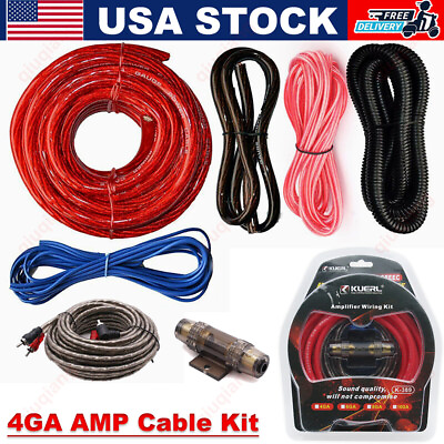 #ad Car Audio 4 Gauge Cable Kit Amp Amplifier Install RCA Subwoofer Sub Wiring 2300W