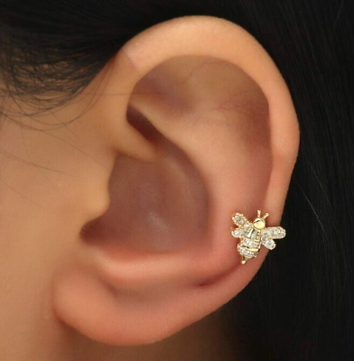 #ad Stunning Bee Crystal Decor Ear Cuff Earring Super Cute Gold 1 Earring