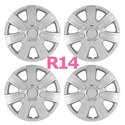 #ad 14 Inch Wheel Cover Rim Snap On Full Hub Caps fit R14 Tire amp; Steel Rim Set of 4