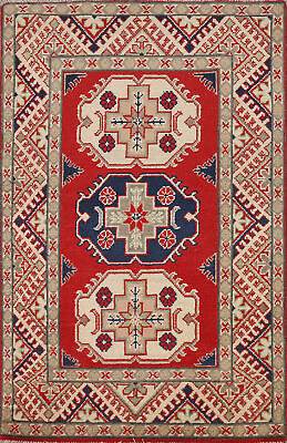 #ad South western Kazak Wool Accent Rug: Handmade Traditional Patterns 3x4 ft