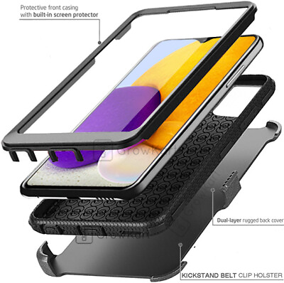 #ad ARMOR TANK RUGGED Phone Case Cover Clip Stand Holster BUILT IN SCREEN PROTECTOR