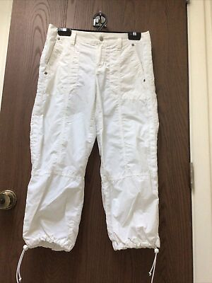 #ad Express white cargo pants cropped pockets nylon lightweight sz 6