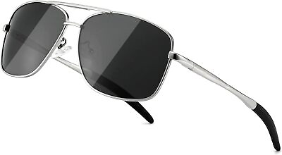 #ad SUNGAIT Men#x27;s Polarized Square Aviator Sunglasses Durable Metal Frame for Fishin
