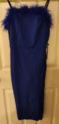 #ad NWT Crystal Sky Women#x27;s Feather Cocktail Party Dress Size S Purple Blue Color