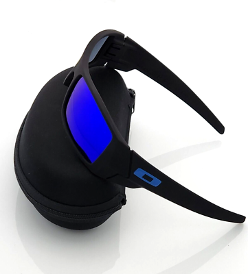 #ad #ad Polarized Sports Wrap Sunglasses Matte Black Frame Blue Mirror Lens NEW