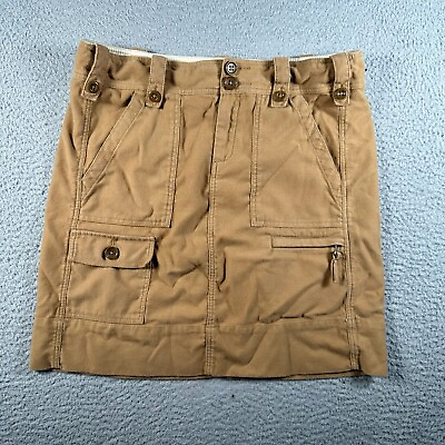 #ad Paper Boy Skirt Women#x27;s 6 Tan Beige Military Style Cargo Pocket Cotton Skirt