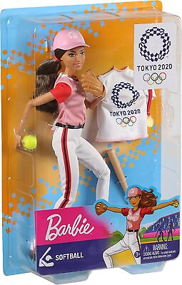 #ad MATTEL Barbie Doll Tokyo Olympic License Barbie Softball Player Tokyo 2020