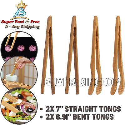 #ad Bamboo Toaster Tongs Kitchen Cooking Dessert Pickles Picker Grabber Serving Tool