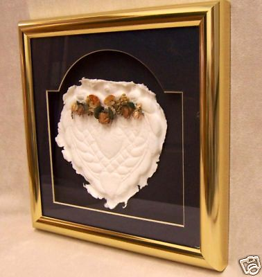 #ad Unique 3D Goldtone Gallery Picture Frame w Navy Mat and Paper Heart 10 1 2quot;