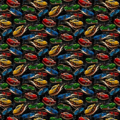 #ad Fast And Wild Cars Cotton Fabric Racing Muscle Studio E By the Yard
