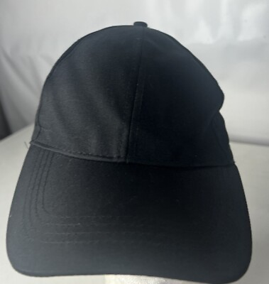 #ad Black Plain Hat Cap Adjustable Strapback Lightweight Polyester