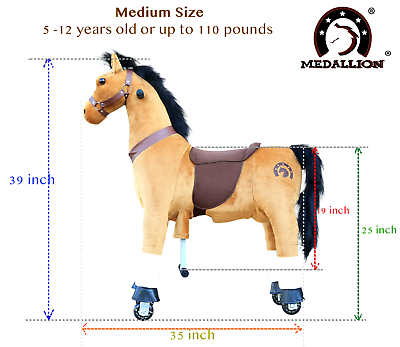 #ad MEDALLION My Pony Ride On Real Walking Horse for Children 5 12 years old BROWN