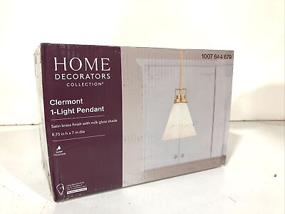 #ad Home Decorators Clermont 1 Light Satin Brass Pendant Light with Milk Glass Shade