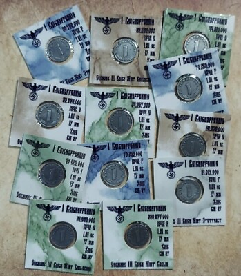 #ad 💰 1940 1944 Nazi Germany 1 Reichspfennig Zinc coin WWII 1 coin