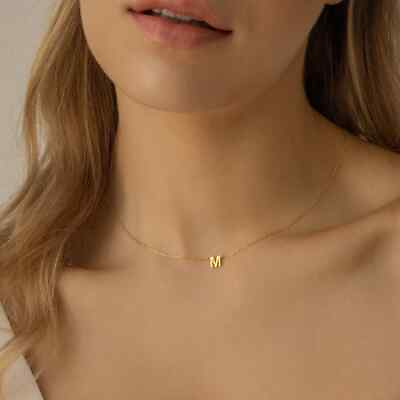 #ad Alphabet Letter A Z Pendant Chain Necklace Gold Silver Plated