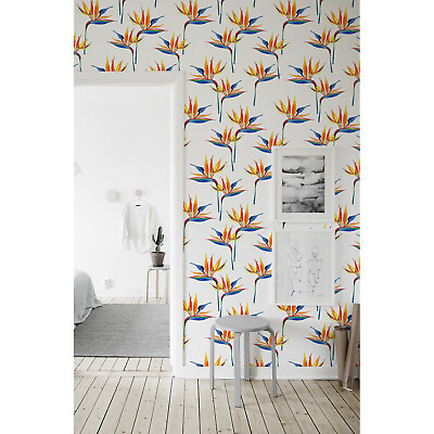 #ad Bird Paradise Removable Light Soft Watercolor Pattern Repositionable wall mural