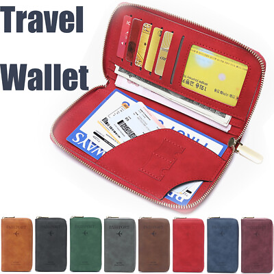 #ad Large Capacity Zipper Passport Holder Bag Leather Wristlet Travel Wallet Gifts