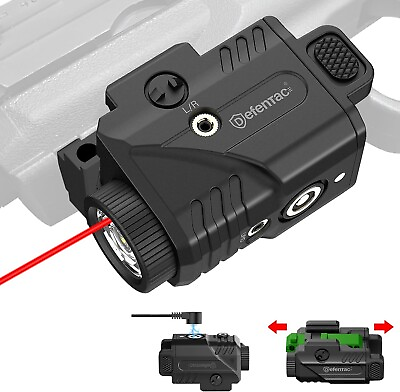 #ad DEFENTAC Magnetic Charging 600lm Flashlight amp; Red Laser Sight for Picatinny Rail