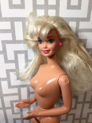 #ad Gorgeous Barbie Doll Tnt Blonde Hair Blue Eyes Great Shape Click Knees Earrings