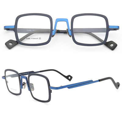 #ad Pure Titanium Square Eyeglass Frames Mens Womens Retro Glasses Full Rim Vintage