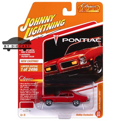 #ad JOHNNY LIGHTNING CLASSIC GOLD 1974 PONTIAC GTO 1 64 DIECAST MODEL RED JLSP366