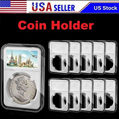 #ad 12 PCS Coin Slab Display Holder Storage 39mm for Silver Eagle Buffalo 1oz Dollar