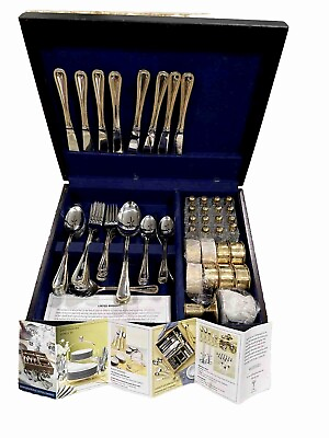 #ad 71 Piece International Company Stainless 24KT Gold Plated Flatware Set $169.99
