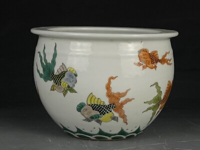 #ad 5.8quot; old China Porcelain Qing Dynasty Guangxu Pastel Goldfish pattern pot