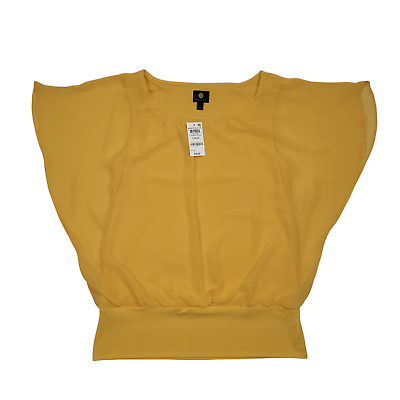 #ad JM Collection Women#x27;s Flutter Sleeve Top Yellow Large