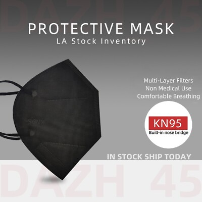 #ad 50 100Pcs Black KN95 Face Mask 5 Layer Disposable Respirator $13.95