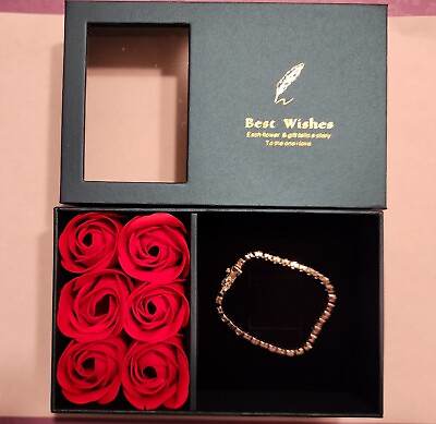 #ad Artificial Rose Jewelry Gift Box with Bracelet Silver S925 for Her Mom