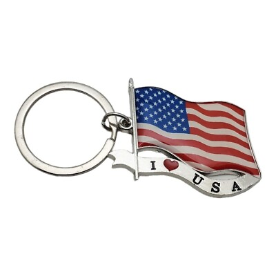 #ad US Flag Metal Keychain Car Key Ring Travel Tourist Souvenir Gift Collectible USA