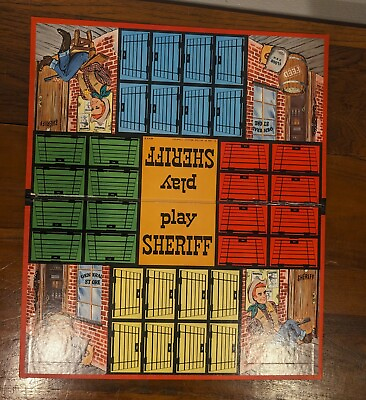 #ad RARE 1958 Milton Bradley Play Sheriff Vintage Board Game NEARLY COMPLETE