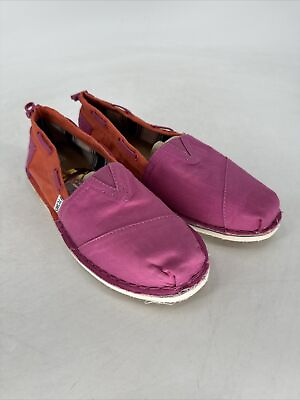 #ad Toms Womens Purple Orange Colorblock Fabric Slip On Shoes Sz 9.5 $19.00