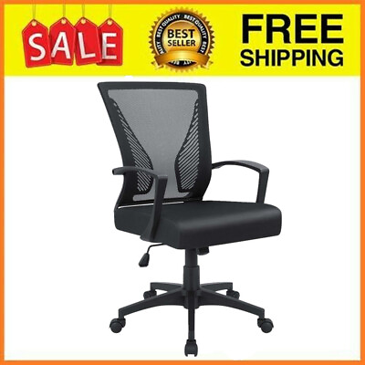 #ad Mid Back Office Chair Adjustable Mesh Desk Chair Swivel Computer Ergonomic