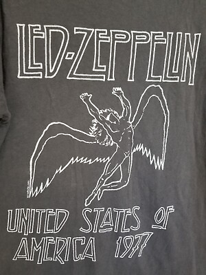 #ad Led Zepplin JUNIORS XL Women Small Dark Gray Cotton Tee T Shirt Women Rock Band $7.00