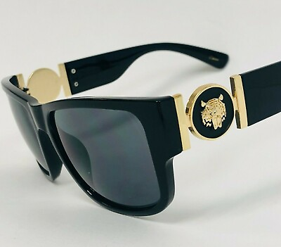 #ad Men Sunglasses Dark Lens Rappers Retro Style Shades Gold Lion Head Fashion NEW