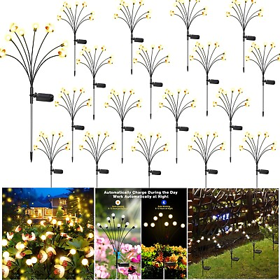 #ad CLAONER 8 LED Solar Garden Lights Outdoor Firefly Swaying Fairy Lamp Yard Decor