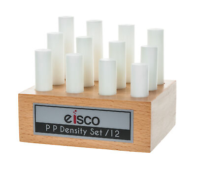#ad 12pc Density Cylinder Set Polypropylene Wooden Storage Block Eisco Labs