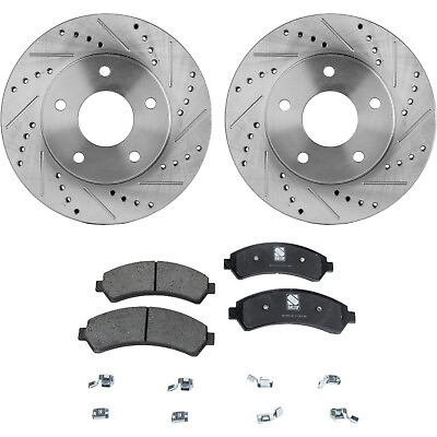 #ad Disc Brake Rotor and Pad Kit For 1998 2004 Chevrolet S10 Front Cross Drilled 4WD