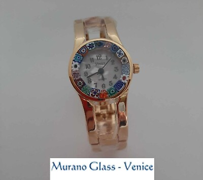 #ad Murano glass watch bangle AUTHENTIC handmade QUARTZ SEIKO adjustable opening