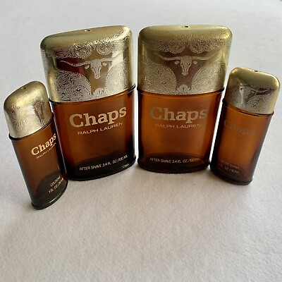 #ad EMPTY BOTTLES 4 Vintage Ralph Lauren Chaps After Shave Cologne Western USA READ